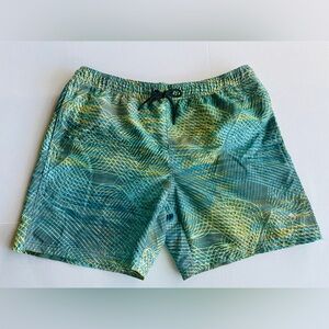 Mens New Classy Eccentric Stylish Reel Legends Teal Yellow Swim Trunks Shorts